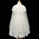 Girls Ivory Floral Lace Organza Dress with Cape