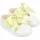 Baby Girls White & Lemon Diamante Bow Patent Pram Shoes