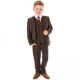Boys Brown Tweed Check 5 Piece Jacket Suit