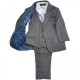 Boys Mid Grey Check 5 Piece Slim Fit Suit