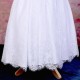 Girls White Fringe Lace Dress with Coral Satin Sash
