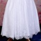 Girls White Fringe Lace Dress with Navy Satin Sash