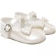 Baby Girls Ivory Bow Pearlescent Buckle Shoes