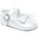 Baby Girls White Bow Pearlescent Buckle Shoes