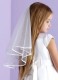 Girls White Two Tier Diamante Veil - Katie P177 by Peridot