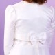 Girls White Bow Duchess Satin 3/4 Sleeve Bolero - Iris P284 by Peridot