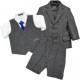 Boys Grey Tweed Herringbone 5 Piece Shorts Suit with Jacket