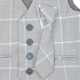 Boys Black & Light Grey Tartan Check 5 Piece Suit