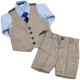 Boys Brown Tweed Herringbone 5 Piece Shorts Suit with Jacket