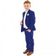 Boys Electric Blue & Ivory Deluxe Swirl 8 Piece Slim Fit Suit