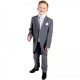 Boys Grey & Blue 8 Piece Slim Fit Tail Jacket Suit