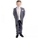 Boys Grey & Ivory 8 Piece Slim Fit Tail Jacket Suit