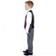 Boys Grey & Purple 8 Piece Slim Fit Tail Jacket Suit