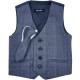 Boys Navy Check Barleycorn Tweed Waistcoat & Tie