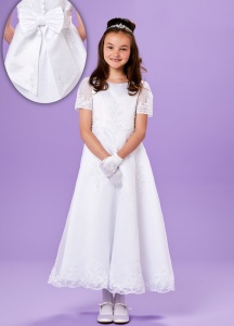 White Guipure Holy Communion Dress - Jennifer P208 by Peridot