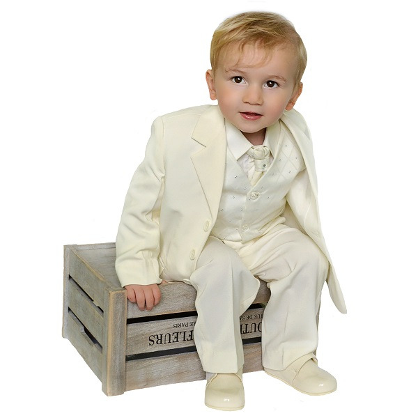 Ivory 5 Piece Jacket Suit Baby Boys Christening Pageboy Wedding 03 to
