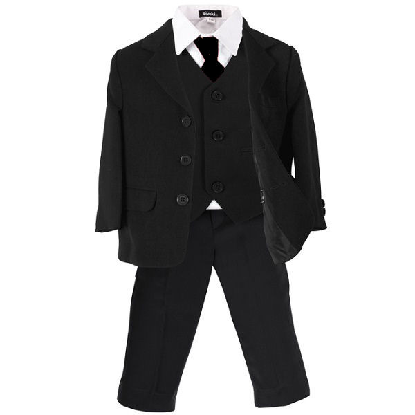 Boys Black 5 Piece Formal Jacket Suit childrensspecialoccasionwear.co.uk