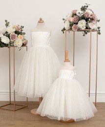 Girls Porcelain Sparkle Spot Tulle Dress - Alisha by Busy B's Bridals