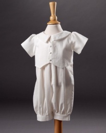 Baby Boys Cotton Christening Romper - Ethan by Millie Grace