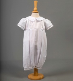 Baby Boys White Cotton Christening Romper - Oliver by Millie Grace