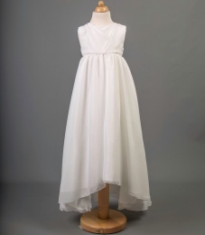 Girls Ivory Dipped Hem Chiffon Dress - Penelope by Busy B's Bridals