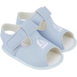 Baby Boys Sky Blue & White Boat Soft Sole Sandals