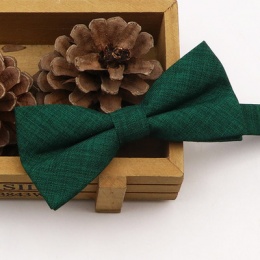 Boys Hunter Green Textured Cotton Bow Tie with Adjustable Strap