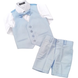 Boys Pastel Blue 4 Piece Shorts Suit