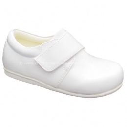 Boys White Patent Formal Velcro Shoes