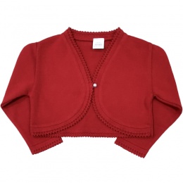 Girls Red 100% Cotton Long Sleeved Bolero
