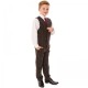 Boys Brown Tweed Check 4 Piece Waistcoat Suit