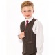 Boys Brown Tweed Check 4 Piece Waistcoat Suit