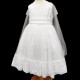 Girls White Floral Lace Organza Dress with Cape