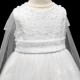 Girls White Floral Lace Organza Dress with Cape