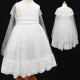 Girls White Floral Lace Organza Dress with Cape