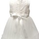 Girls Light Ivory Organza Dress with Flower Sash