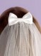 Girls Ivory Two Tier Satin Bow Veil - Ava P102A by Peridot