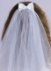 Girls White Two Tier Satin Bow Veil - Ava P102 by Peridot