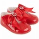 Baby Girls Red Large Diamante Bow Patent Pram Shoes
