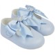 Baby Girls Sky Blue Large Diamante Bow Matt Pram Shoes