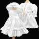 Baby Girls White Frilly Bow Dress, Coat & Hat