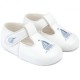 Baby Boys White & Sky Blue T-Bar Boat Pram Shoes