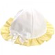 Baby Girls White & Lemon Frilly Bow Cotton Hat