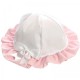 Baby Girls White & Pink Frilly Bow Cotton Hat