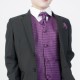 Boys Black & Purple 6 Piece Slim Fit Suit