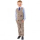 Boys Brown Tweed Herringbone 5 Piece Jacket Suit