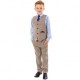 Boys Brown Tweed Herringbone 4 Piece Waistcoat Suit