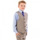 Boys Brown Tweed Herringbone 4 Piece Waistcoat Suit