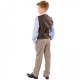 Boys Brown Tweed Herringbone 4 Piece Waistcoat Suit