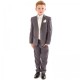 Boys Grey & Ivory Deluxe Swirl 6 Piece Slim Fit Suit